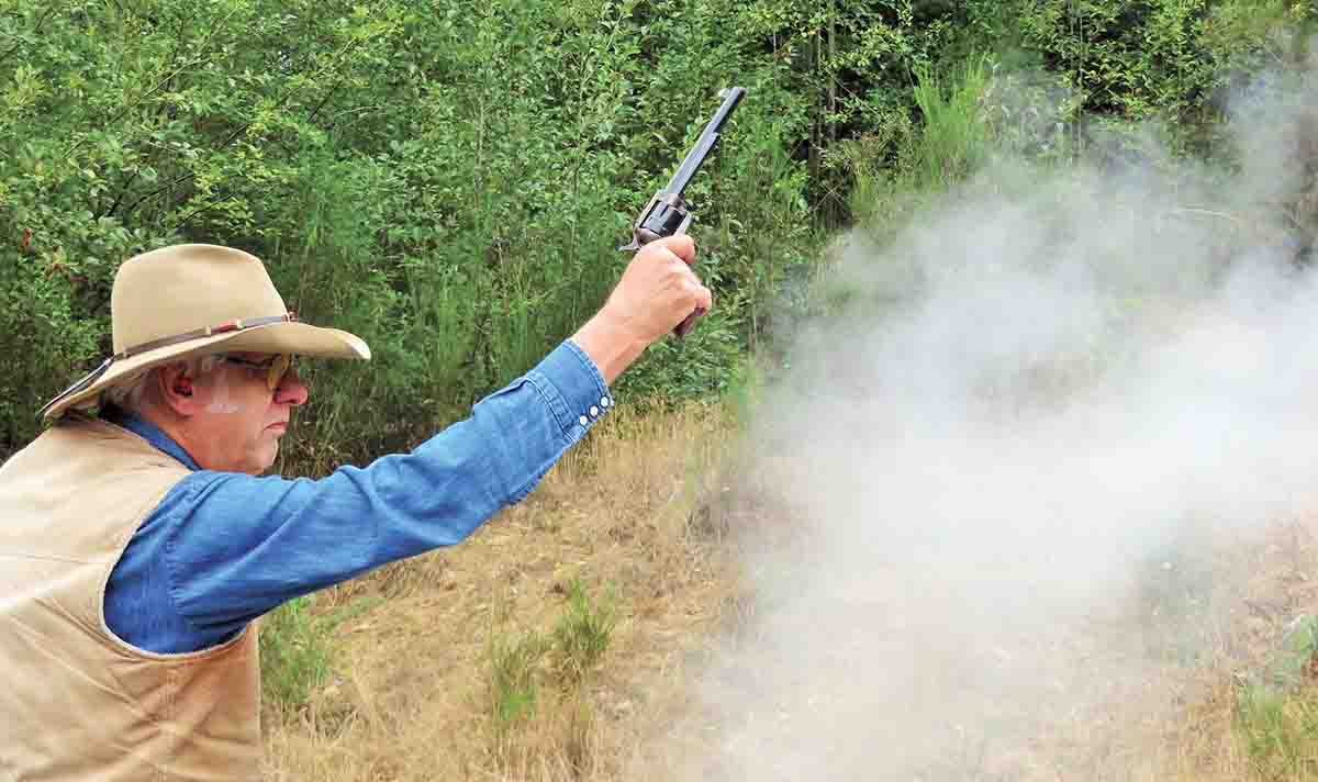 The .44-40 Flat-Top in full recoil with black powder loads.